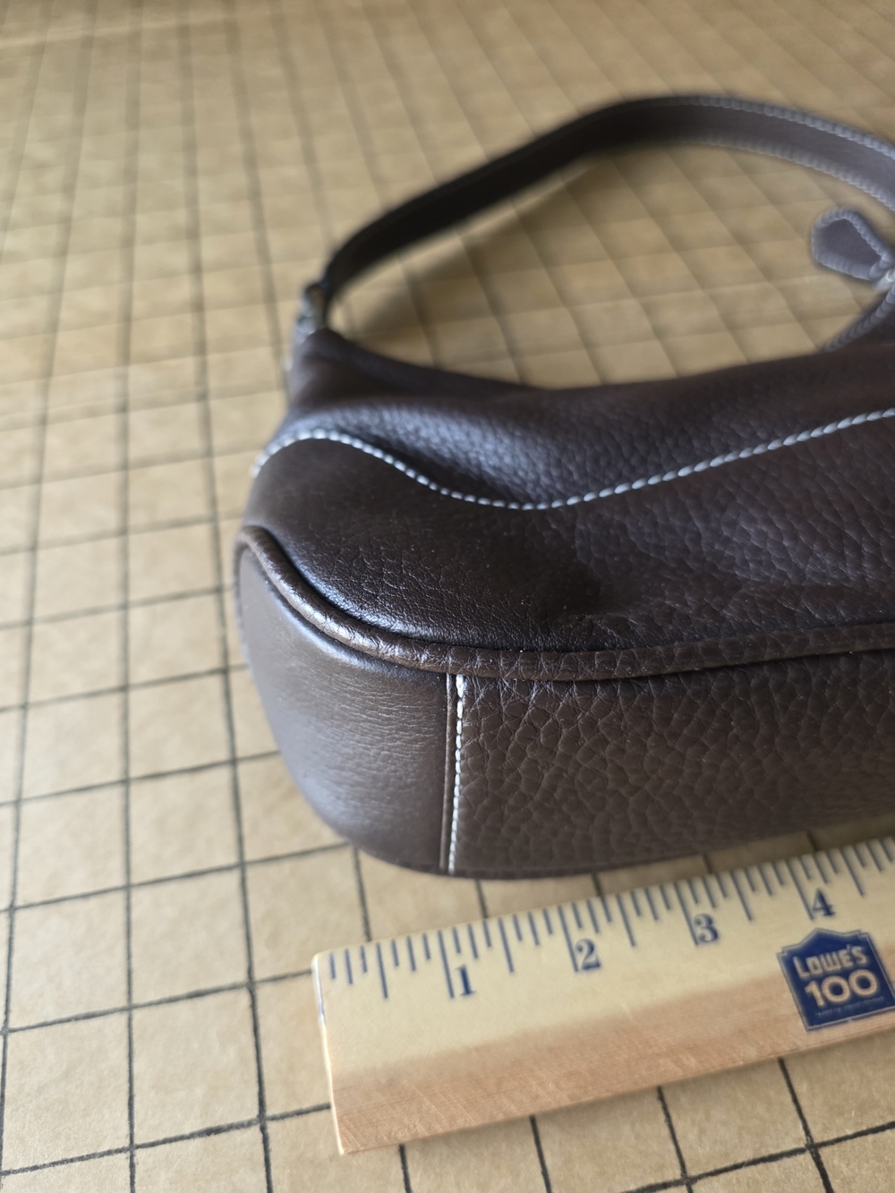 Vintage Wilsons Leather Y2K Brown Pebbled Mini Baguette Shoulder Bag O-Ring - Picture 4 of 16
